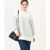 ライトグリーン(30) | 【大きいサイズ】パネルボーダーサイドスリットニット | eur3