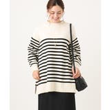 ブラック(94) | 【大きいサイズ】パネルボーダーサイドスリットニット | eur3