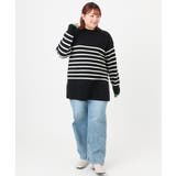 【大きいサイズ】パネルボーダー配色ラインニット | eur3 | 詳細画像18 