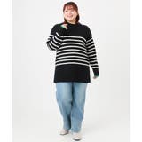 【大きいサイズ】パネルボーダー配色ラインニット | eur3 | 詳細画像19 