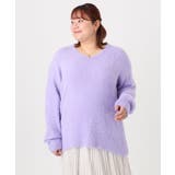 【大きいサイズ/a.v.v×eur3】フェザーヤーンVネックニット | eur3 | 詳細画像6 