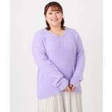 【大きいサイズ/a.v.v×eur3】フェザーヤーンVネックニット | eur3 | 詳細画像8 