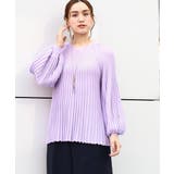 ライトピンク(01) | 【大きいサイズ】パフスリーブプリーツ風ニット | eur3