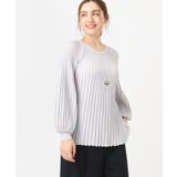 ライトグレー(91) | 【大きいサイズ】パフスリーブプリーツ風ニット | eur3