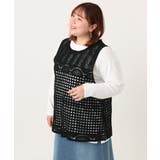 ブラック | 【大きいサイズ】かぎ針風レースベスト | eur3