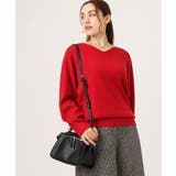 レッド(05) | 【大きいサイズ/新色追加】Vネックパフスリーブニット | eur3