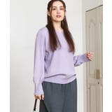 ラベンダー(60) | 【大きいサイズ/新色追加】Vネックパフスリーブニット | eur3