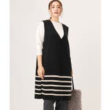 ベージュ(82) | 【大きいサイズ】Vネックロングニットベスト | eur3