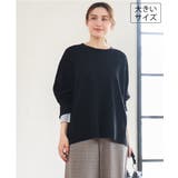 ブラック | 【WEB先行販売】【大きいサイズ】バイカラーレイヤード風ニット | eur3