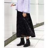 ブラック(94) | 【大きいサイズ】オーガンジーフロッキープリントスカート | eur3