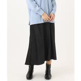 ブラック(94) | 【大きいサイズ】サテンバックフレアスカート | eur3