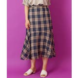 ネイビー(57) | 【大きいサイズ/a.v.v×eur3】チェック柄マーメイドスカート | eur3
