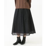 ブラック(94) | 【大きいサイズ】フロッキードットシアースカート | eur3