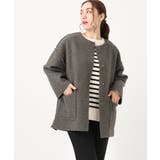 ダークグレー(93) | 【大きいサイズ】ループブークレリバーシブルコート | eur3