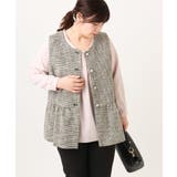 ブラック(94) | 【大きいサイズ】ツイードペプラムジレ | eur3