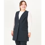 ネイビー(57) | 【大きいサイズ/セットアップ対応】WクロスストレッチVネックジレ | eur3