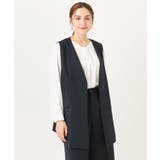 ネイビー(57) | 【大きいサイズ】WクロスVネックジレ | eur3