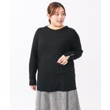 ブラック(94) | 【大きいサイズ】リブジャージー袖ボタンカットソー | eur3