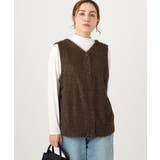 ダークブラウン(87) | 【大きいサイズ】2wayラメシャギーベスト | eur3