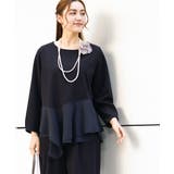 ネイビー(57) | 【大きいサイズ】カットジョーゼットイレヘムトップス | eur3