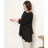 ブラック(94) | 【大きいサイズ/セットアップ対応】カットジョーゼットバックティアードカットソー | eur3