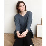 ブルー | 【大きいサイズ】リップルジャージー2WAYカットソー | eur3