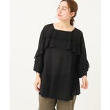 ブラック(94) | 【大きいサイズ】ラッフルカットソー | eur3