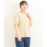 マスタード(26) | 【大きいサイズ】テレコボーダーカットソー | eur3