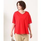 レッド | 【大きいサイズ】Vネック袖シア―トップス | eur3