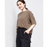 ダークブラウン(87) | 【大きいサイズ】レトロボーダーカットソー | eur3