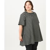 ブラック(94) | 【大きいサイズ】ワッフルボーダーチュニック | eur3