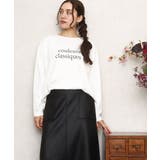 ホワイト(90) | 【大きいサイズ】裾ラウンドロゴTシャツ | eur3