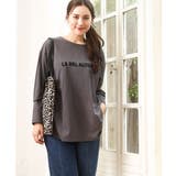 グレー(92) | 【大きいサイズ】裾ラウンドロゴTシャツ | eur3