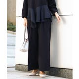 ネイビー(57) | 【大きいサイズ/11号サイズあり】カットジョーゼットストレートワイドパンツ | eur3