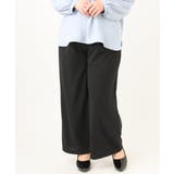 ブラック(94) | 【大きいサイズ/11号サイズあり】カットジョーゼットストレートワイドパンツ | eur3