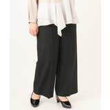 ブラック(94) | 【大きいサイズ】センタープレスワイドパンツ | eur3