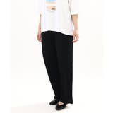 ブラック(94) | 【大きいサイズ/セルフカット可】ジャージープリーツパンツ | eur3