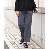 ブルー(55) | 【大きいサイズ】センタープレスチェック柄パンツ | eur3