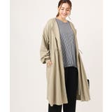 ベージュ(82) | 【大きいサイズ】ノーカラーロングコート | eur3