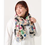 アイボリー | 猫モチーフ大判ストール | eur3