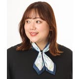 ネイビー | 【接触冷感】フラワープリントマグネットスカーフ | eur3