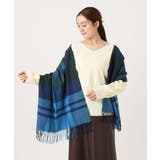 ネイビー | カラーチェックフリンジマフラー | eur3