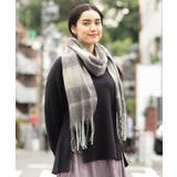 グレー(92) | チェック柄マフラー | eur3