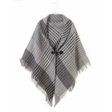 グレー | 【2WAY/洗える】トグル付きチェック柄大判ストール | eur3