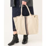 ベージュ(82) | 配色ラインスクエアトートバッグ | eur3