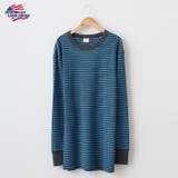 杢チャコールxブルー(細ピッチ) | ボーダークルーネック長袖Tシャツ | JEMORGAN
