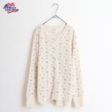 ラベンダー | ワッフル花柄センター切替長袖Tシャツ | JEMORGAN