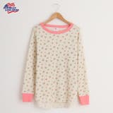 ピンク | ワッフル花柄クルーネック長袖Tシャツ | JEMORGAN