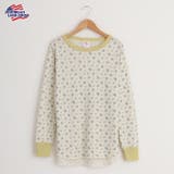 サックス | ワッフル花柄クルーネック長袖Tシャツ | JEMORGAN