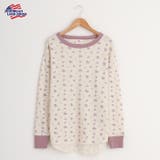 ラベンダー | ワッフル花柄クルーネック長袖Tシャツ | JEMORGAN